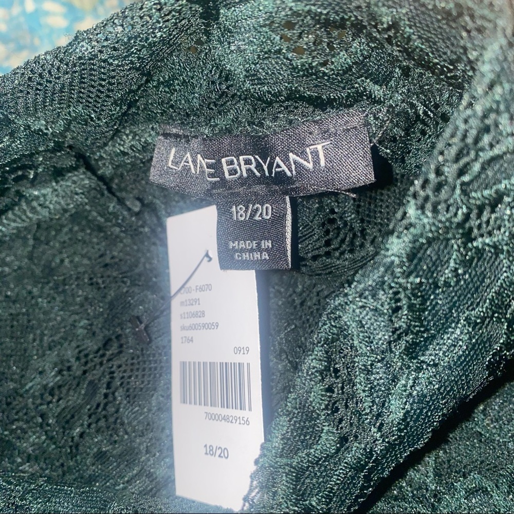 NWT Lane Bryant green lace mock neck long sleeve blouse 18/20 2X - Picture 2 of 3